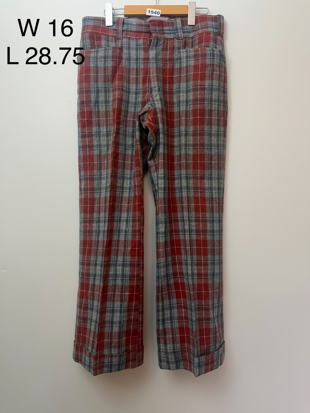 RARE Vintage 1970s G.W.G Plaid Wool Blend Trousers –Union Made in Canada 32x28.7